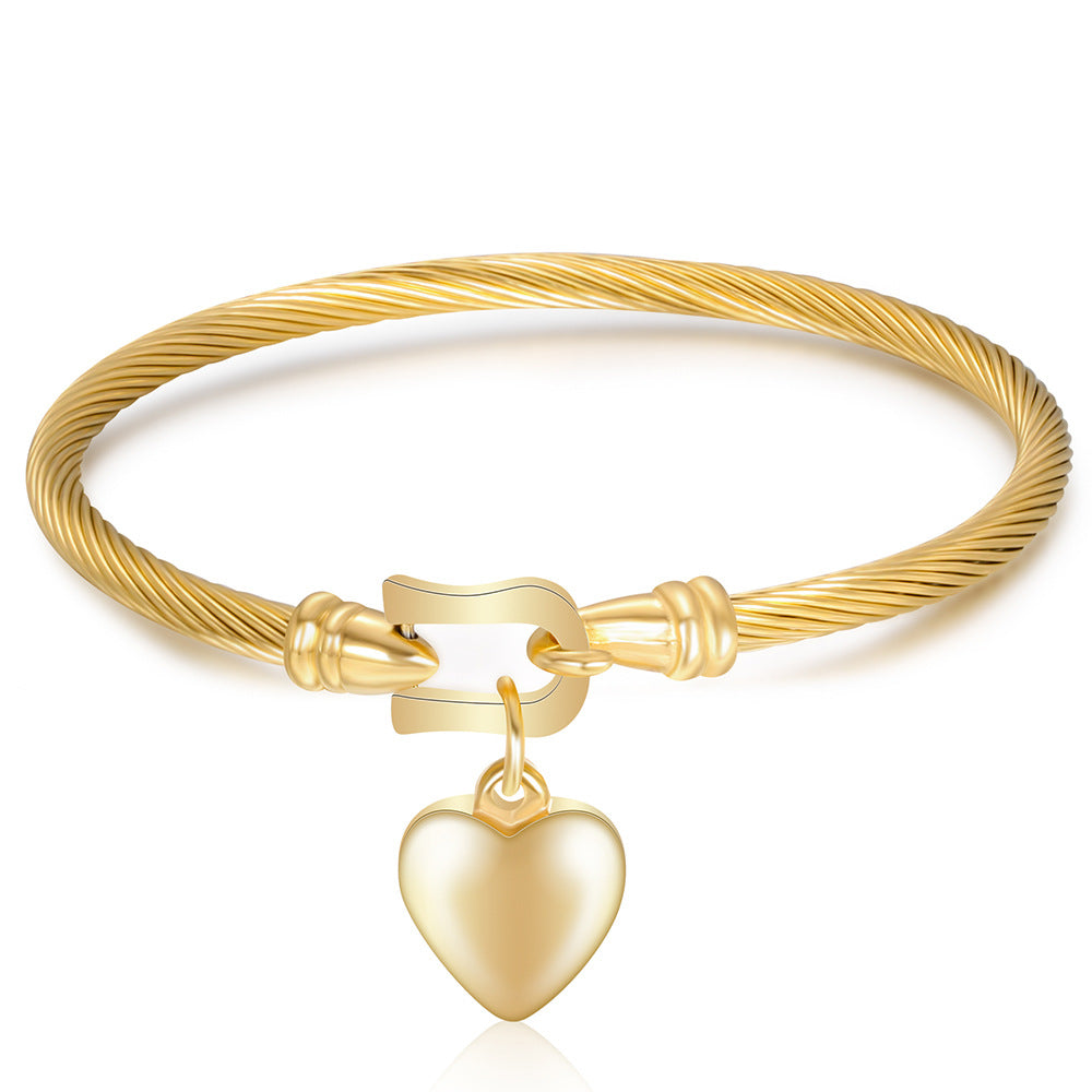 Cable-Style Charm Bracelet with Sculpted Pendant Detail