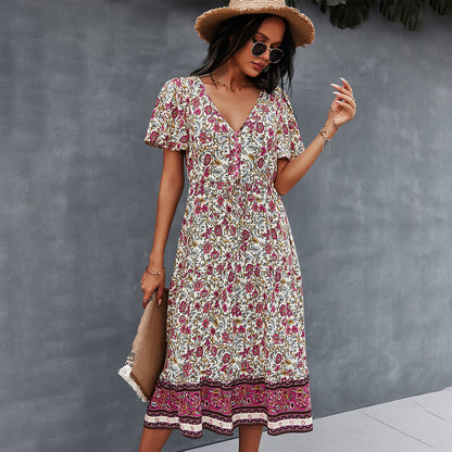 Vibrant Boho Floral Dress by Elizabeth Ainsley
