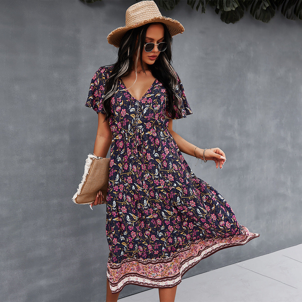 Vibrant Boho Floral Dress by Elizabeth Ainsley