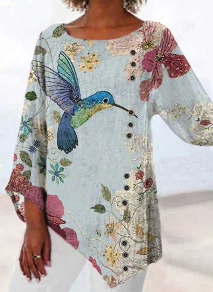 Floral Print Irregular Top by Elizabeth Ainsley