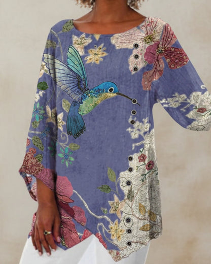 Floral Print Irregular Top by Elizabeth Ainsley
