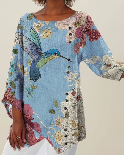 Floral Print Irregular Top by Elizabeth Ainsley