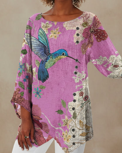 Floral Print Irregular Top by Elizabeth Ainsley