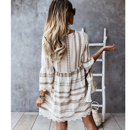 Boho Lace Cuff Dress Elizabeth Ainsley Summer V-Neck