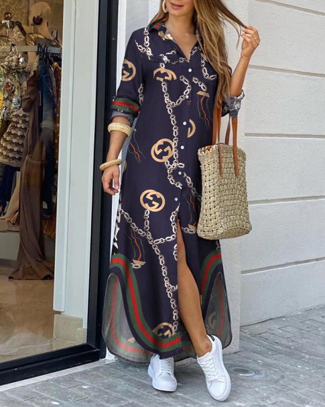 Chic Printed Long Shirt Dress Elizabeth Ainsley