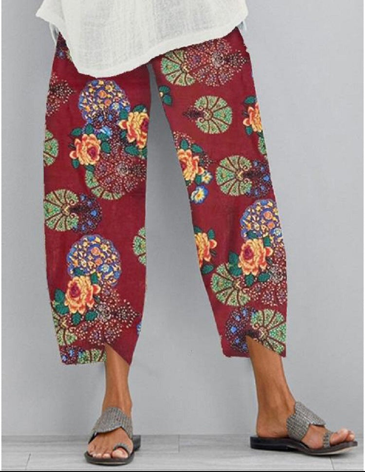 Boho Print Elastic Waist Pants by Elizabeth Ainsley