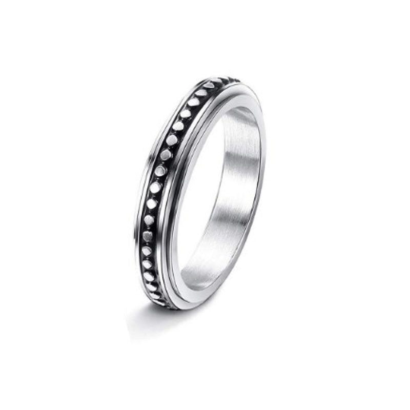 Minimalist Stainless Steel Band Ring – Engraved & Polished Finish