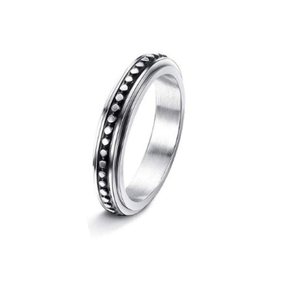 Minimalist Stainless Steel Band Ring – Engraved & Polished Finish