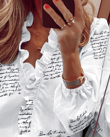 Chic Ruffled Long Sleeve Blouse by Elizabeth Ainsley