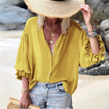 Chic Dot Button Down Blouse by Elizabeth Ainsley
