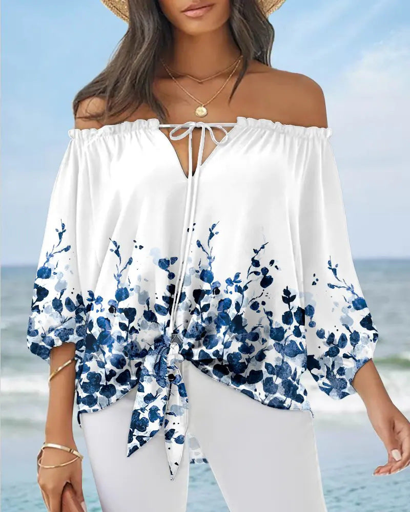 Chic Off Shoulder Printed Top Elizabeth Ainsley