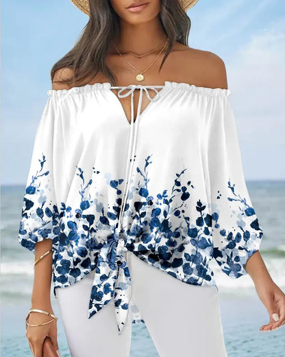 Chic Off Shoulder Printed Top Elizabeth Ainsley