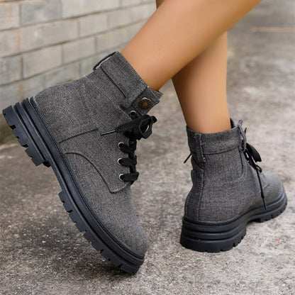 Morgaine | Urban Lace-Up Orthopedic Canvas Ankle Boots