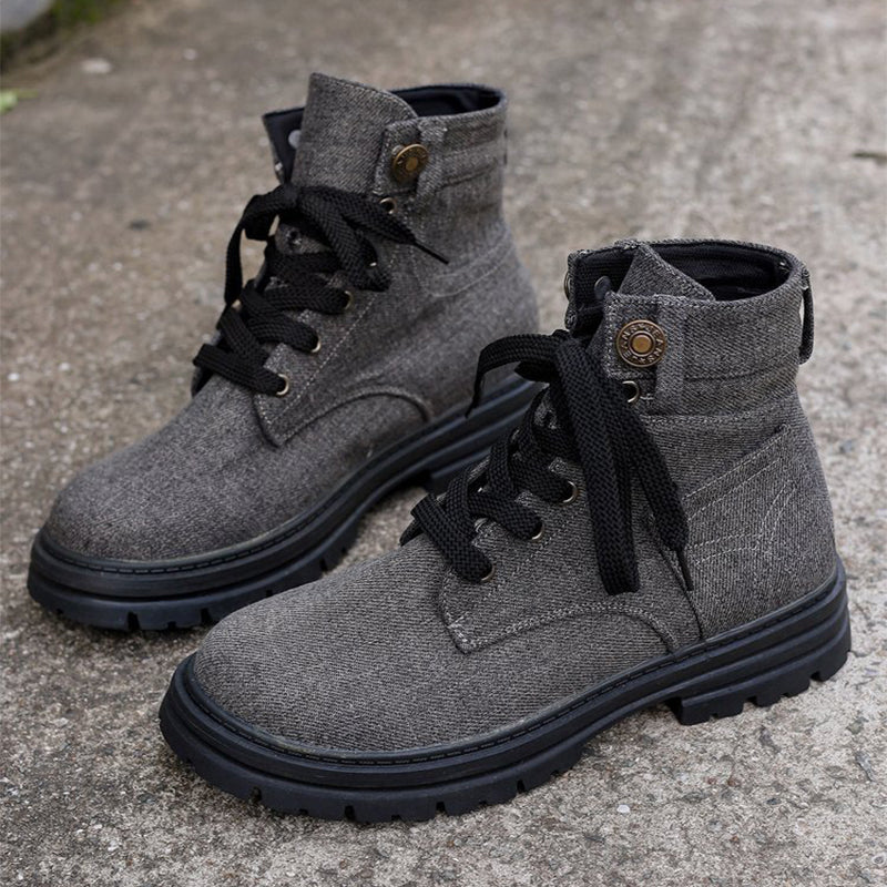 Morgaine | Urban Lace-Up Orthopedic Canvas Ankle Boots