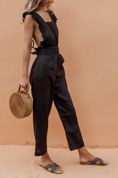 Chic Ruffle-Trim Elizabeth Ainsley Jumpsuit