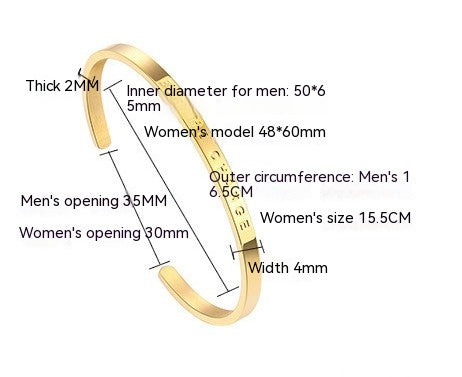 Engraved Open Cuff Bracelet with Inspirational Message