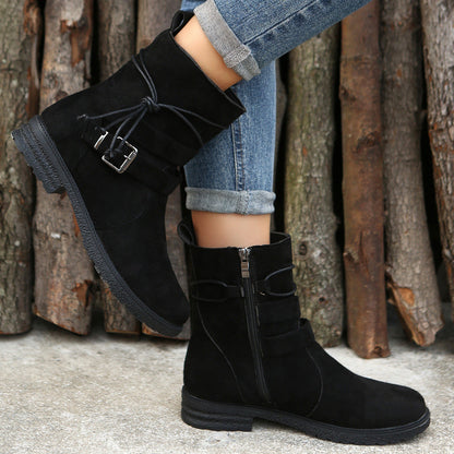 Elizabeth Ainsley Short Boots - Side Zipper, Low Heel