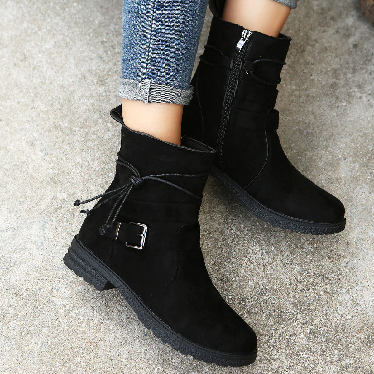 Elizabeth Ainsley Short Boots - Side Zipper, Low Heel