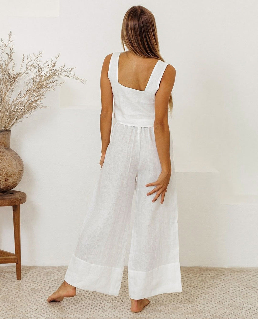 Relaxed Cotton Linen Vest Set by Elizabeth Ainsley