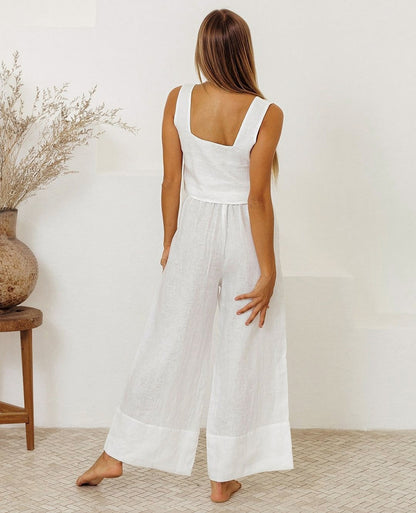 Relaxed Cotton Linen Vest Set by Elizabeth Ainsley