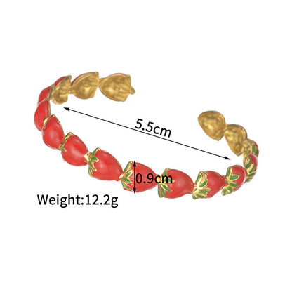 Botanical-Inspired Open Cuff Bracelet with Decorative Bead Detail