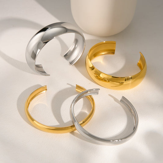Wide Open Cuff Bracelet with Smooth Contoured Form
