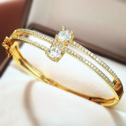Elegant Dual-Band Bracelet with Refined Crystal Detail