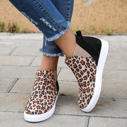 Elizabeth Ainsley Leopard Flats - Elastic V Cutout Comfort