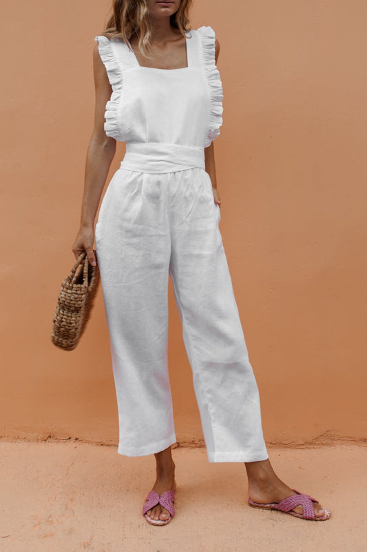 Chic Ruffle-Trim Elizabeth Ainsley Jumpsuit