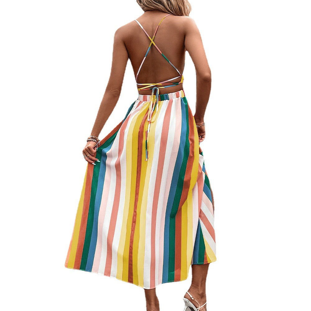 Vibrant Rainbow Stripe Dress Elizabeth Ainsley