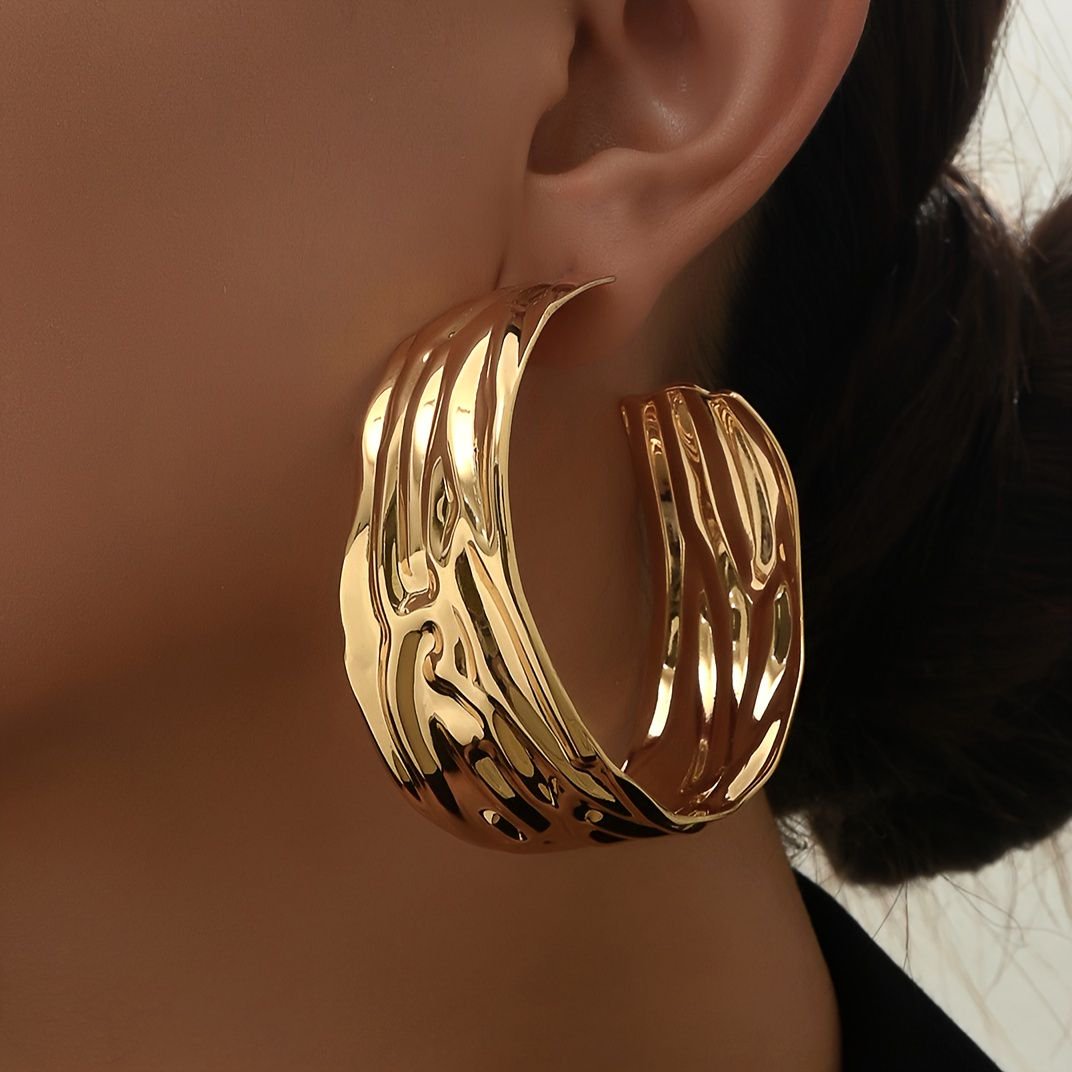 Statement Hoop Earrings with Sculpted Texture