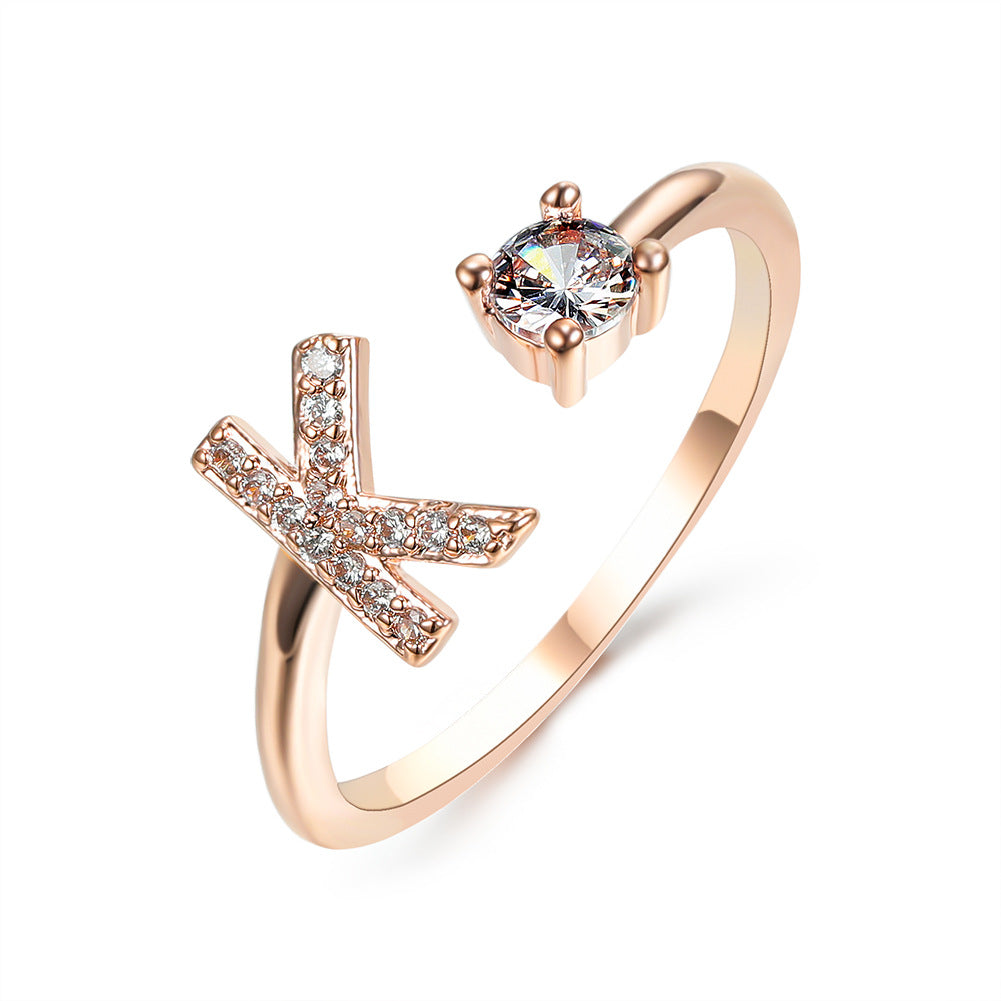 Personalized Diamond Initial Ring