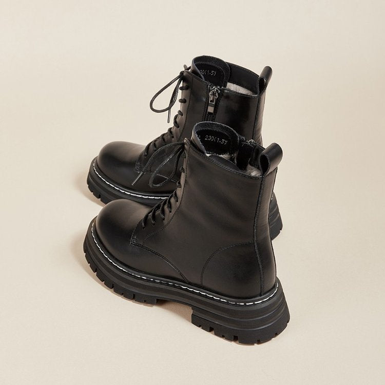 Made | Fur-Lined Combat Orthopedic Lace-Up Boots