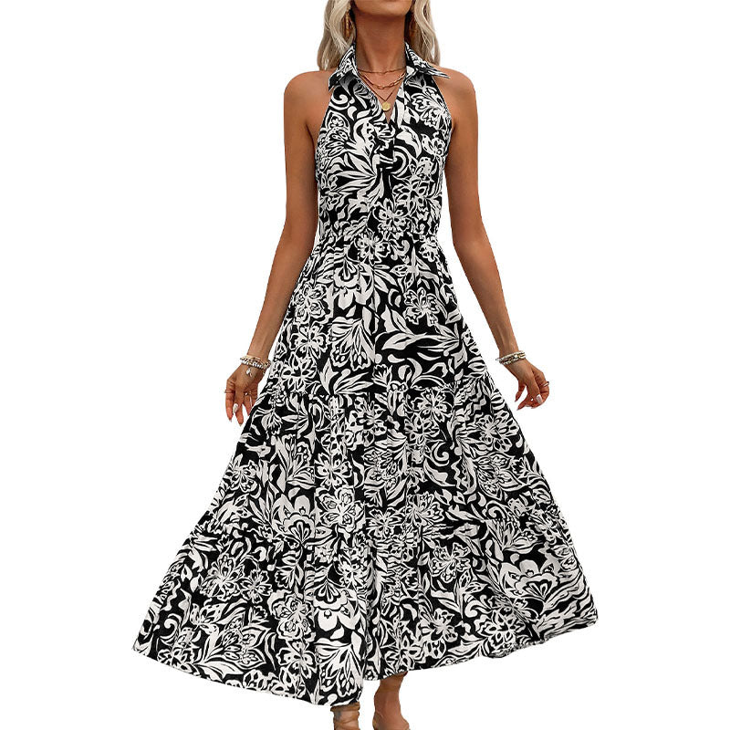 Elegant Floral Halter Dress by Elizabeth Ainsley