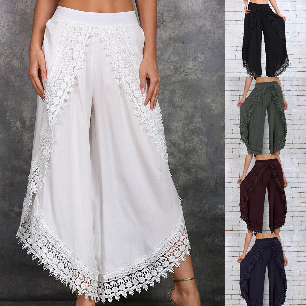 Elegant Wide-Leg Lace Pants by Elizabeth Ainsley