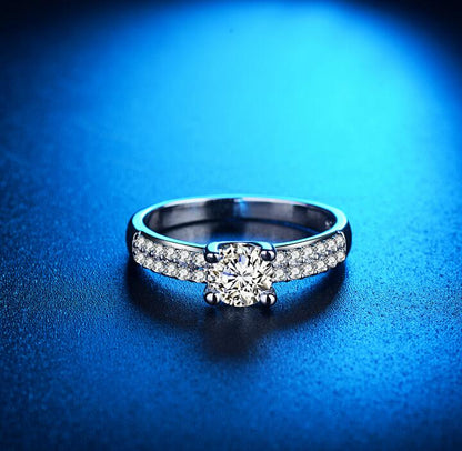 Classic Halo Solitaire Ring – Silver Tone Cubic Zirconia