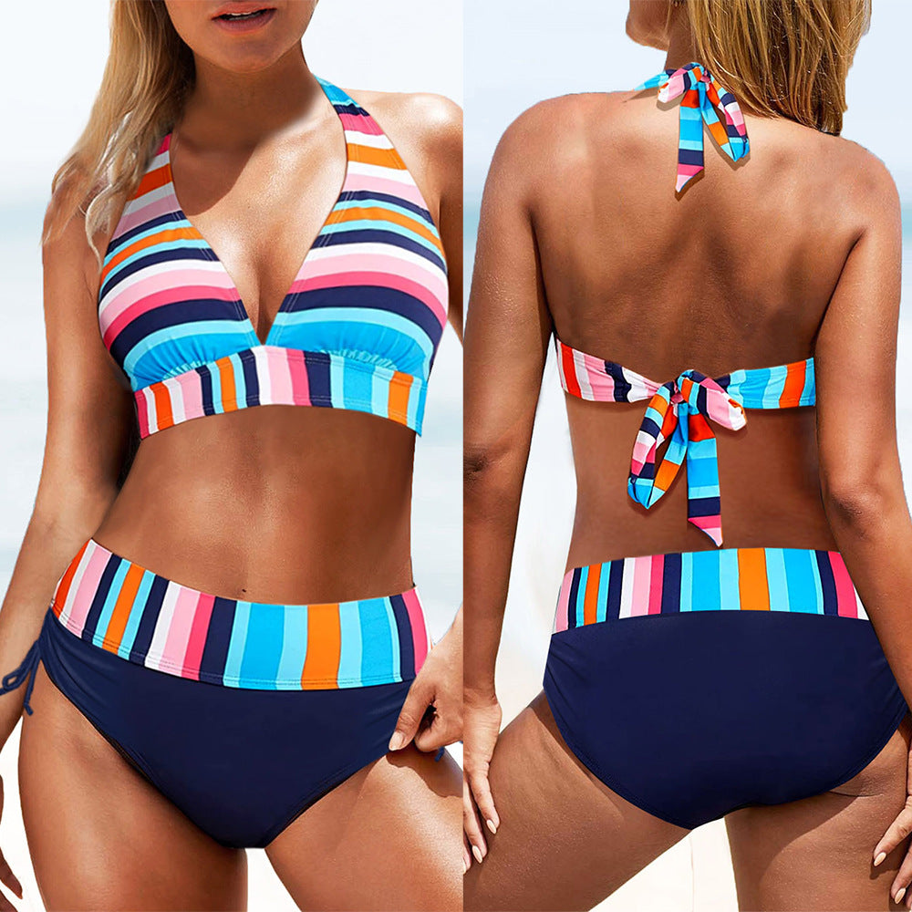 Striped High Waist Bikini by Elizabeth Ainsley
