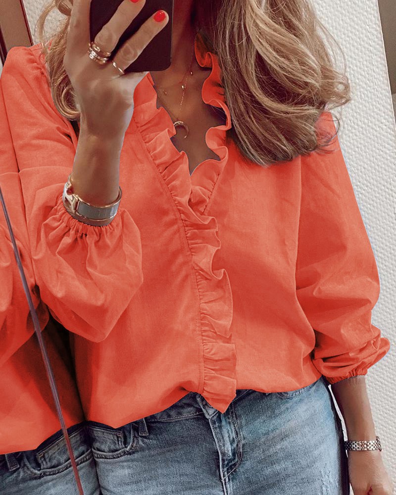 Chic Ruffled Long Sleeve Blouse by Elizabeth Ainsley