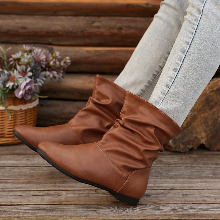 Elizabeth Ainsley Flat Boots - Slip-On Western Comfort