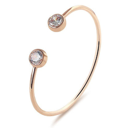 Open Cuff Bracelet with Dual Stone End Detail