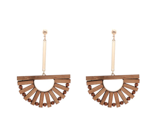 Statement Fan Drop Earrings with Artistic Design