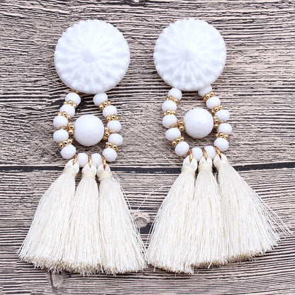 Bold Boho Tassel Earrings with Beaded Accents