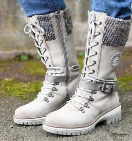 Makoto | Knit-Cuff Lace-Up Orthopedic Winter Boots