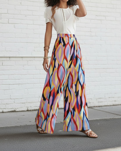 Vibrant Printed Elizabeth Ainsley Bootcut Pants