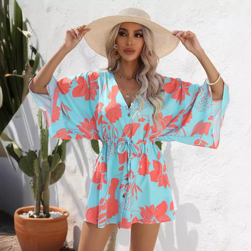 Leaf Print Summer Dress by Elizabeth Ainsley