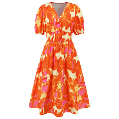 Bohemian Floral V-Neck Dress by Elizabeth Ainsley