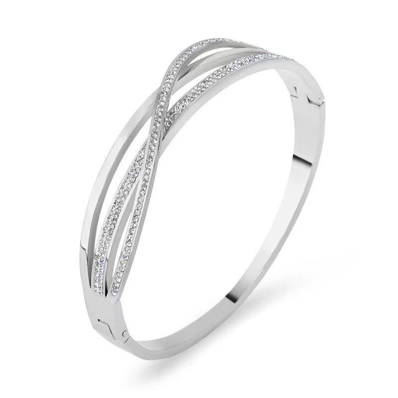 Multi-Band Crystal Detail Bracelet with Elegant Layered Design