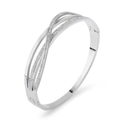 Multi-Band Crystal Detail Bracelet with Elegant Layered Design