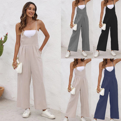 Chic Linen Blend Elizabeth Ainsley Casual Jumpsuit