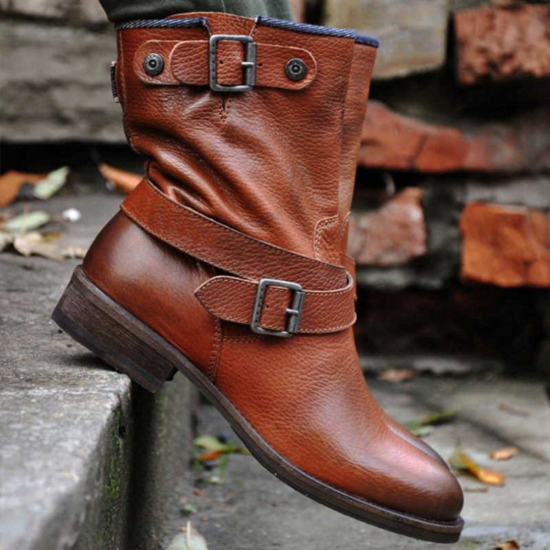 Elizabeth Ainsley Retro Leather Boots - Slip-On Support